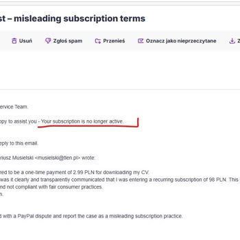 Hidden Subscription And Unexpected 98 PLN Charge On Resumaker