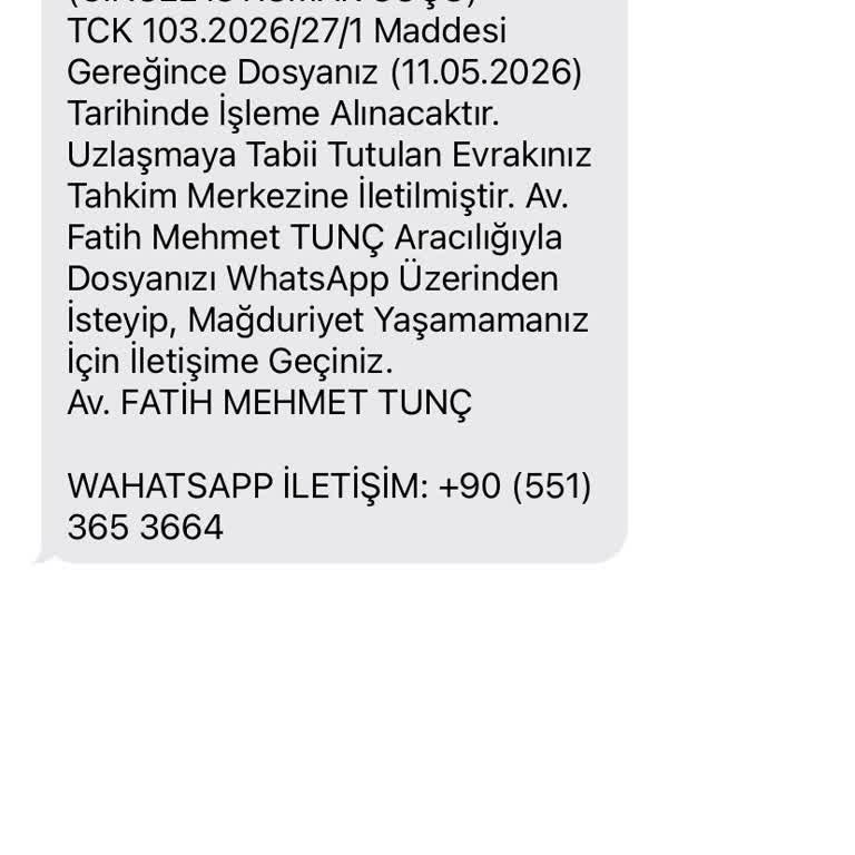Sahte Yasal Uyarı Ve Tehdit SMS’i İçin Hızlı Müdahale Talebi