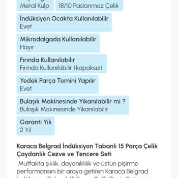 İndüksiyon Tabanı Olduğu Söylenen Cezve Seti Çalışmıyor Ve Çözüm Sunulmadı