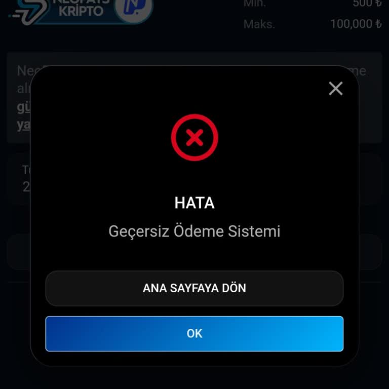Neopays Kripto Sistemiyle Yatırdığım 2000 TL Hesaba Yansımadı Ve Bonus Tanımlanmadı