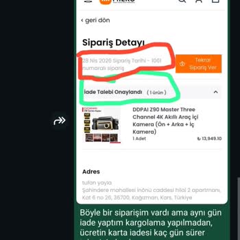 İptal Edilen Araç Kamerası Ücretinin Geri Ödenmemesi Ve Müşteri Hizmetleri Yanıtsızlığı