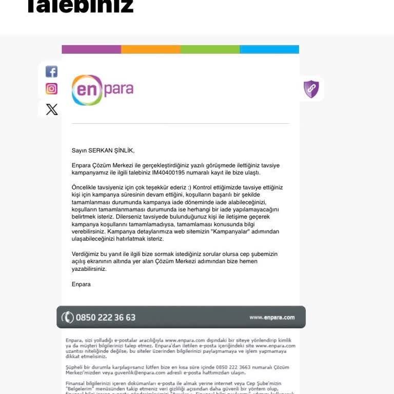 Enpara Tavsiye Kampanyası Ödülü Hesaba Yatırılmadı