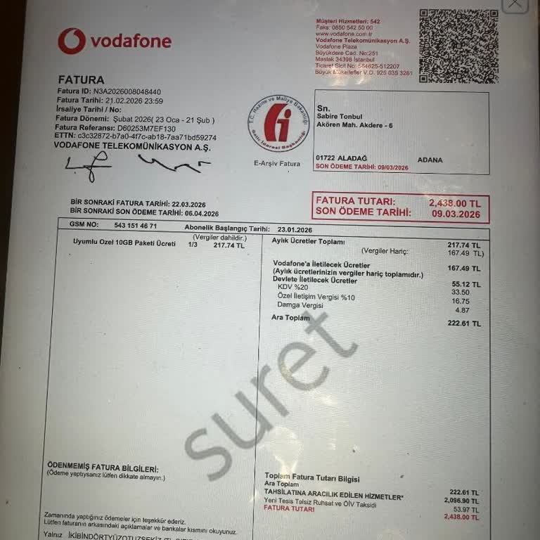 Yetkisiz Vodafone Üçüncü Hat Satışı Ve 2500 TL Borçlandırma Şikayeti