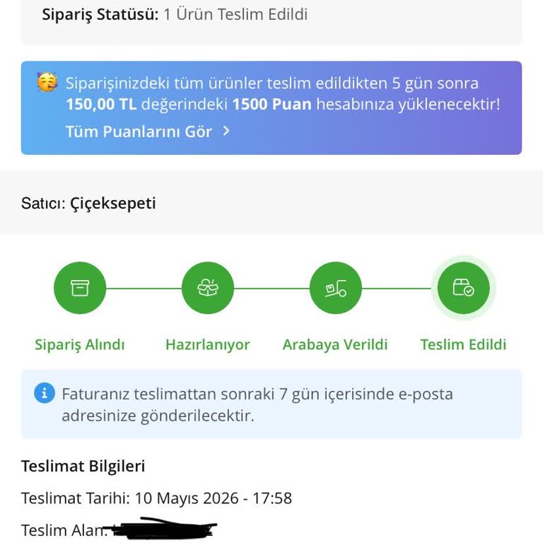 Çiçek Sepeti'nde Teslim Edildi Görüntüsü Gerçek Teslimat Olmadı