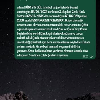 Garanti Kapsamındaki Ön Oksijen Sensörünün Ücretsiz Değişimi İçin Geri Dönüş Bekleniyor
