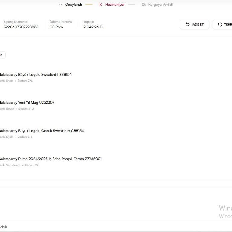 GS Store Siparişim Konya'ya 14 Gün Hazırlanıyor Ve Gönderilmedi