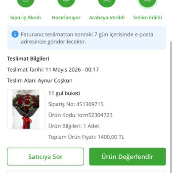 Teslim Edilmemiş Çiçek Siparişi Ve Kart İadesi Talebi