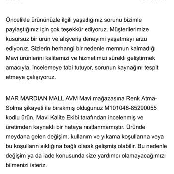 Pantolon Renk Solması Ve Tekrarlanan Aynı İnceleme Raporları