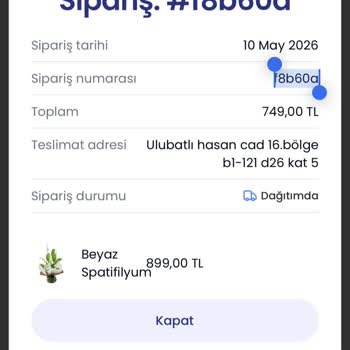 Teslim Edilmemiş Çiçek Siparişi Tam İade Talebi