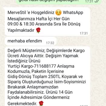Büyük Gelen Ürün İçin Değişim Talebine Cevapsız Müşteri Desteği