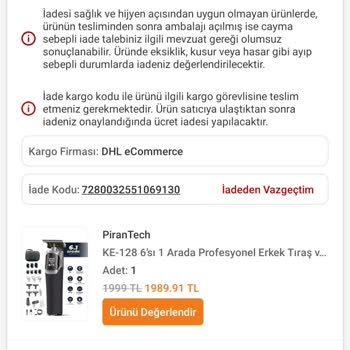 Yanlış İade Kodu Nedeniyle Ürün Yanlış Adrese Gönderildi, Ücret Talebi Reddedildi