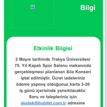 Bubilet'ten İptal Edilen Konser İçin Geri Ödeme Talebi