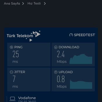 Vodafone Mobil Veri Hızı 2,5 Mbps Olarak Çok Düşük Ve Kabul Edilemez