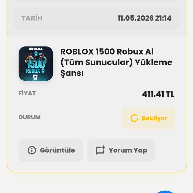 Roblox Ürün Kodu Gönderilmedi, 11 Saat Bekliyor