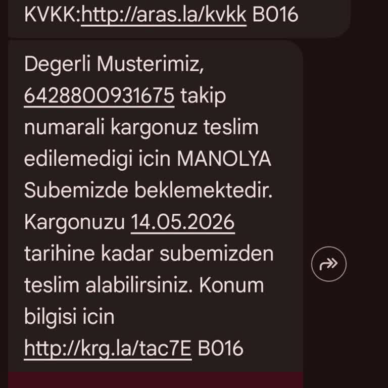 Aras Kargo Manolya Şubesinde Kapı Teslimatı İhmali Ve Şube Ziyareti Zorlaması