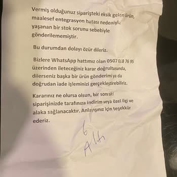 Eksik Ve Yanlış Gönderilen Ürünler İçin Tam İade Talebi