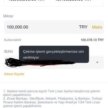 100.000 TL Çekim İsteğim Güvenlik Nedeniyle Reddedildi