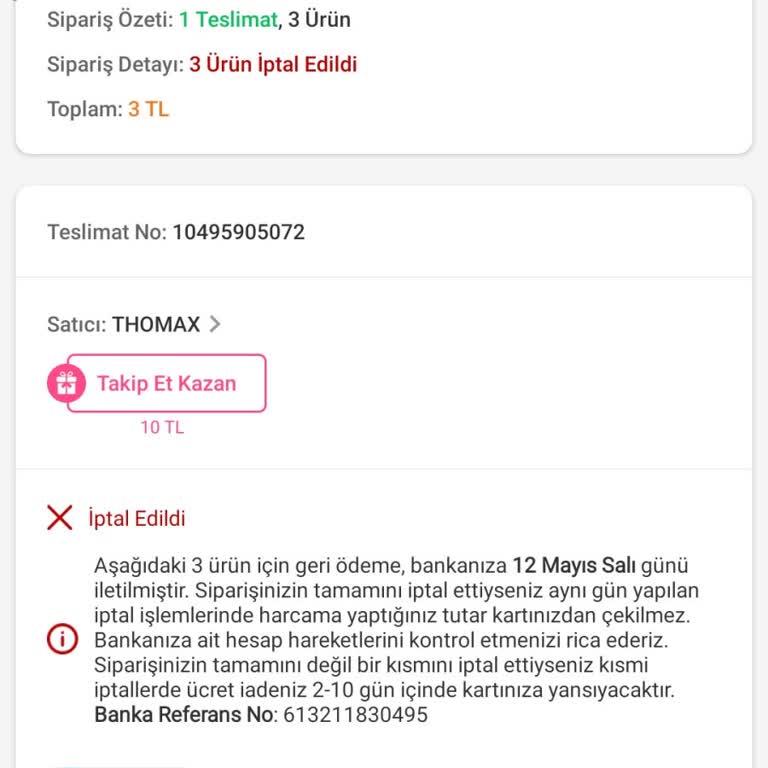 Açıklamasız Sipariş İptali Ve Canlı Müşteri Temsilcisine Ulaşılamaması