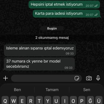 Stok Yok Ürün İçin Kargo Gecikmesi Ve İade Talebi