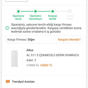 Trendyol'dan Geciken Altus Al511 Buzdolabı Teslimatı İçin Hızlı Çözüm Talebi