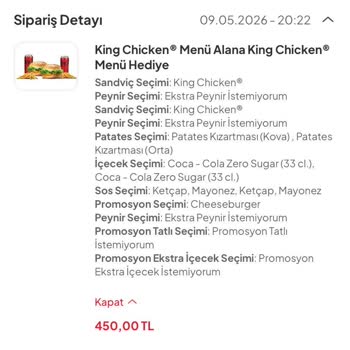 Tıkla Gelsin Üzerinden Burger King Siparişinde Eksik Ve Yanlış Ürünler İçin İade Talebi