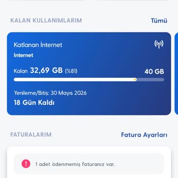Ana Paketten Erken Düşen 6 GB'ın Geri Yüklenmesi Ve Hediye Paketten Düşürülmesi Talebi