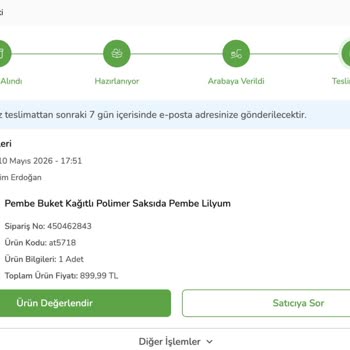 Anneler Günü İçin Sipariş Teslim Edilmedi, İade Talebi