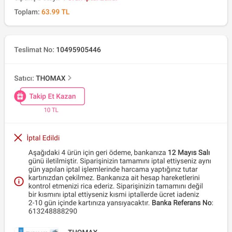 Açıklamasız Sipariş İptali Ve Aynı Fiyatla Tekrar Satın Alma Talebi
