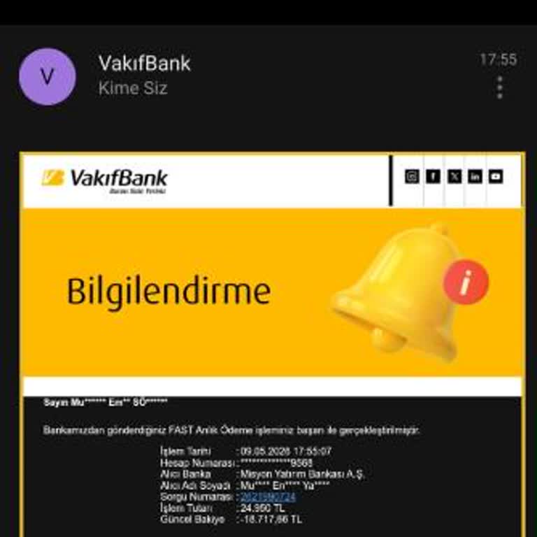 VakıfBank Güvenlik Açığı Nedeniyle 24.750 TL Nakit Avans Ve Fast Ödeme İptali Talebi