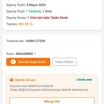Trendyol’da Yanlış Beden Gönderimi Ve Çözüm Sunulmaması