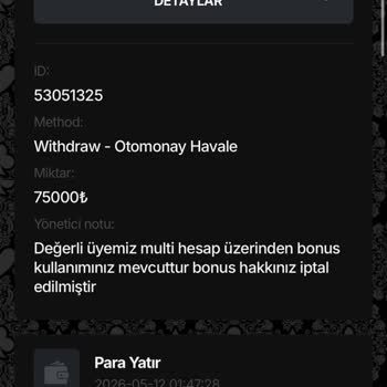Sheratonking Bonus İptali Ve Kazancımın Ödenmemesi