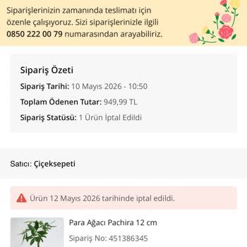 Anneler Günü Çiçeği Yanıltıcı Teslim Bildirimi Ve İptal Sorunu