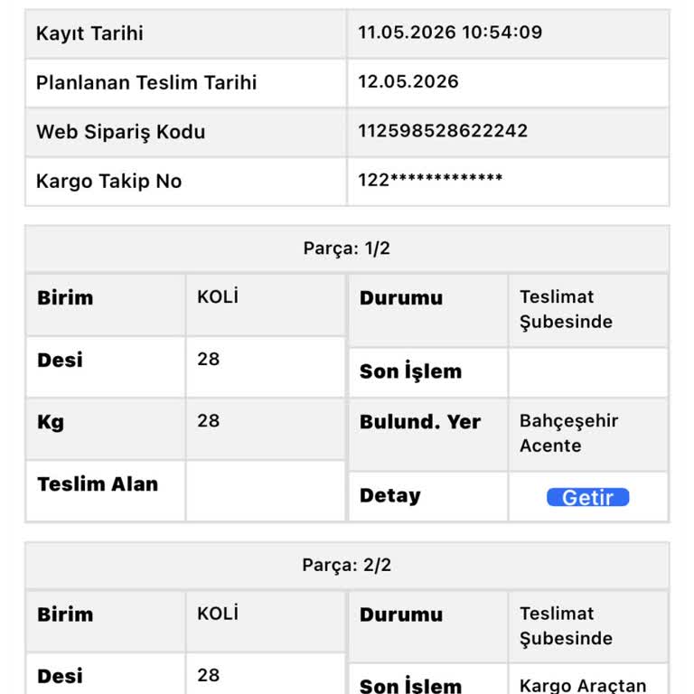Sürat Kargo’da Takip Numaralı Kargonun İkiye Bölünmesi Ve Teslim Edilememesi