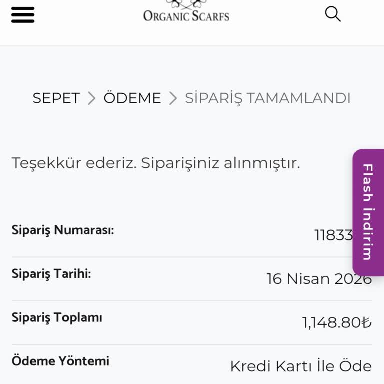 Organic Scarfs Siparişimin 26 Gün Boyunca Gönderilmemesi ve Para İadesi Talebi