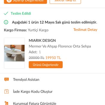 Trendyol Boş Kağıt Gönderilen Traverten Sehpa Siparişi