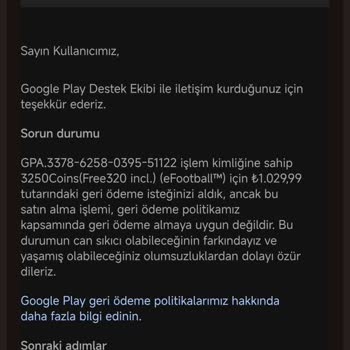 Yetkisiz Efootball Harcamaları İçin Tam İade ve Hesap Güvenliği Talebi