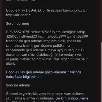 Yetkisiz Efootball Harcamaları İçin Tam İade ve Hesap Güvenliği Talebi