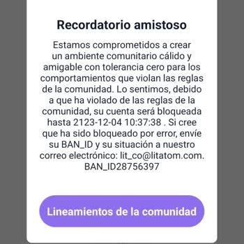 Cuenta Litmatch bloqueada sin explicación, solicito revisión y solución