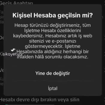 TikTok Ticari Hesabı Normale Çevirme