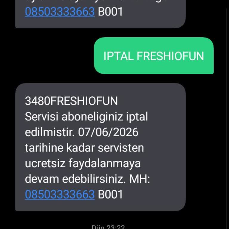 Bilgim Dışında Açılan Freshio Fun Aboneliği Ve 279 TL Ücretin Geri Ödenmesi