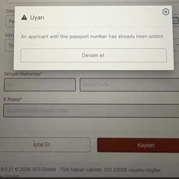Sistemde Pasaport Numarası Çakışması Nedeniyle Randevu Alınamıyor