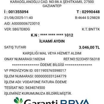 Vodafone Hattıma Yanlış Numara Ödemesi Düzeltme Talebi
