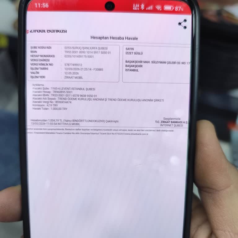 Ziraat Mobilde 1.000 TL'lik Transferin Para İadesi Gelmedi