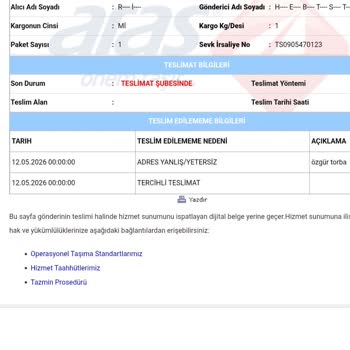 Aras Kargo’da Ev Teslimatı Gecikmesi Ve Şubeye Gitme Zorunluluğu