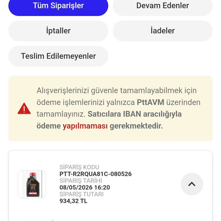 Motul 7100 Motor Yağı Siparişimin Teslimatı Gecikiyor