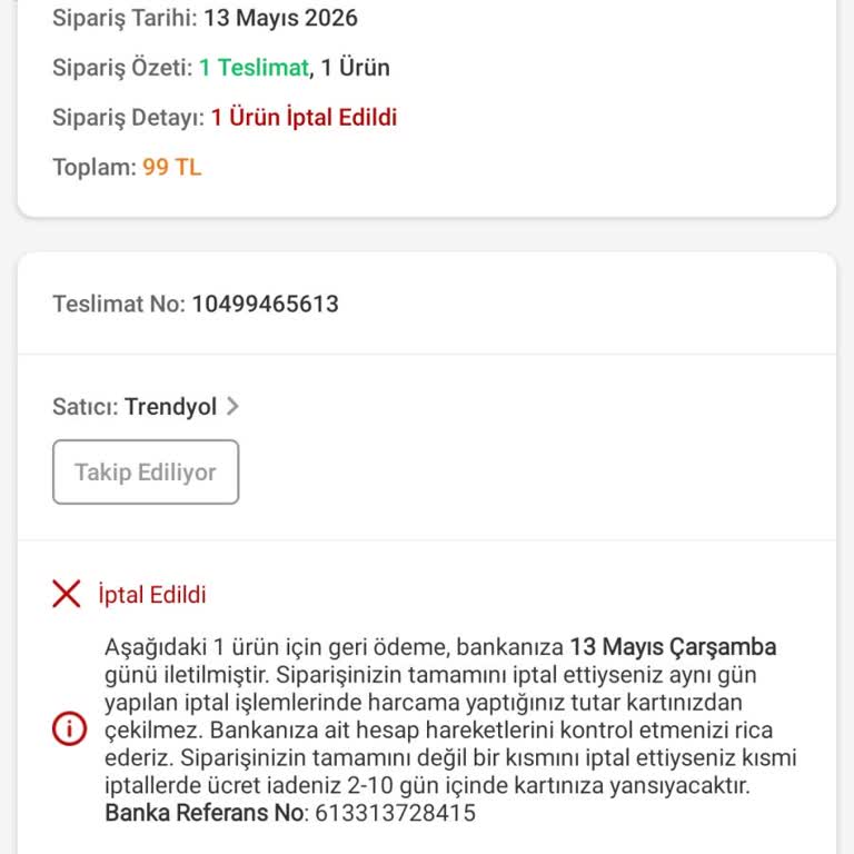 Gerekçesiz Sipariş İptali Ve Tekrar Sipariş Talebi