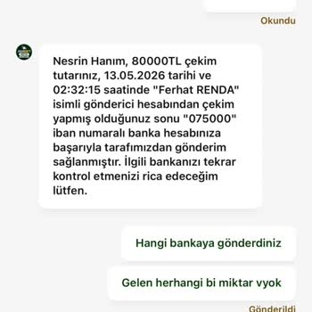 80.000 TL Çekimim Başarılı Görünüyor Ama Hesaba Yatmadı