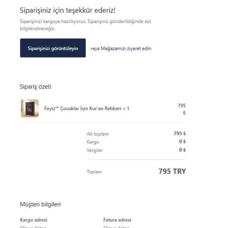 795 TL'lik Siparişim Kargoya Verilmedi Ve İade Bekliyorum