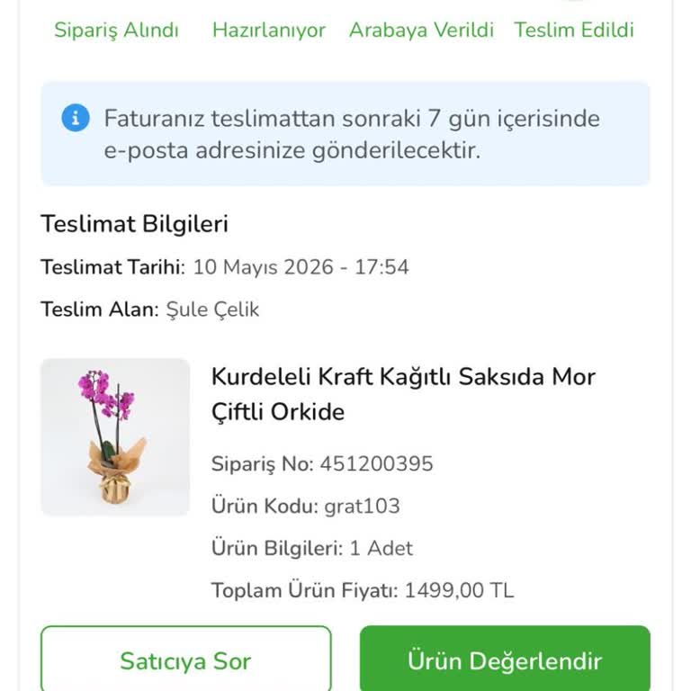 Çiçek Sepeti Teslim Edilmemişken Sistem Teslim Edildi Gösteriyor ve İade Bekleniyor