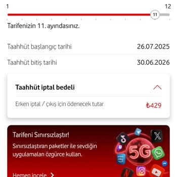 Vodafone İzinsiz Tarife Yenilenmesi Ve Ücret İadesi, Sözleşme İptali Talebi